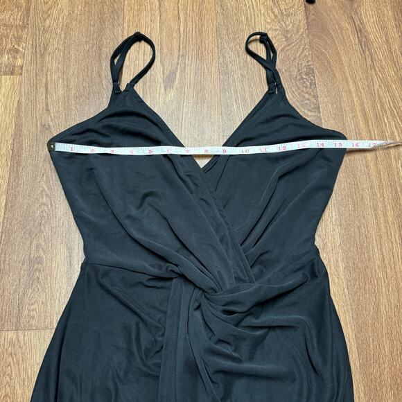 Tobi Black Slinky Mini Dress Sleeveless V Neck Sexy Wrap Knot Size Small - Picture 10 of 12
